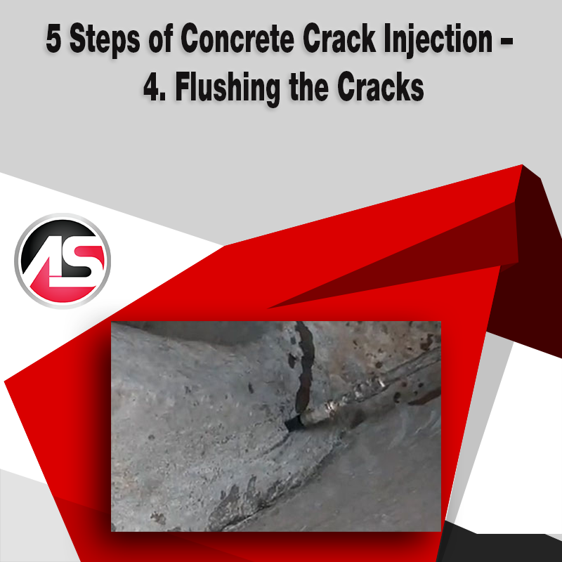 5 Steps of Concrete Crack Injection 4. Flushing the Cracks